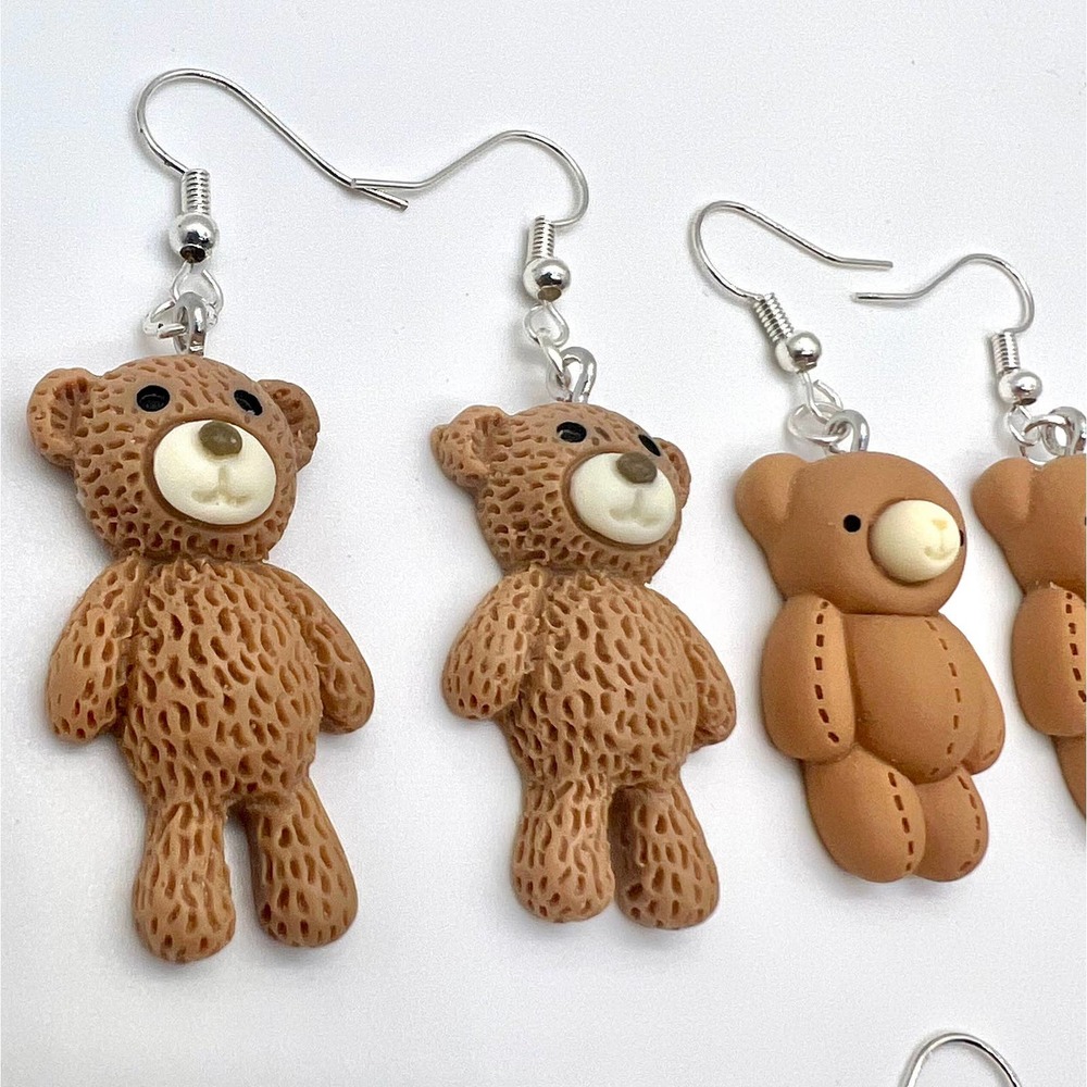 Teddy Bear Earrings - Baby Shower Earrings - Gender Reveal Earrings - DDLG - Picture 3 of 10